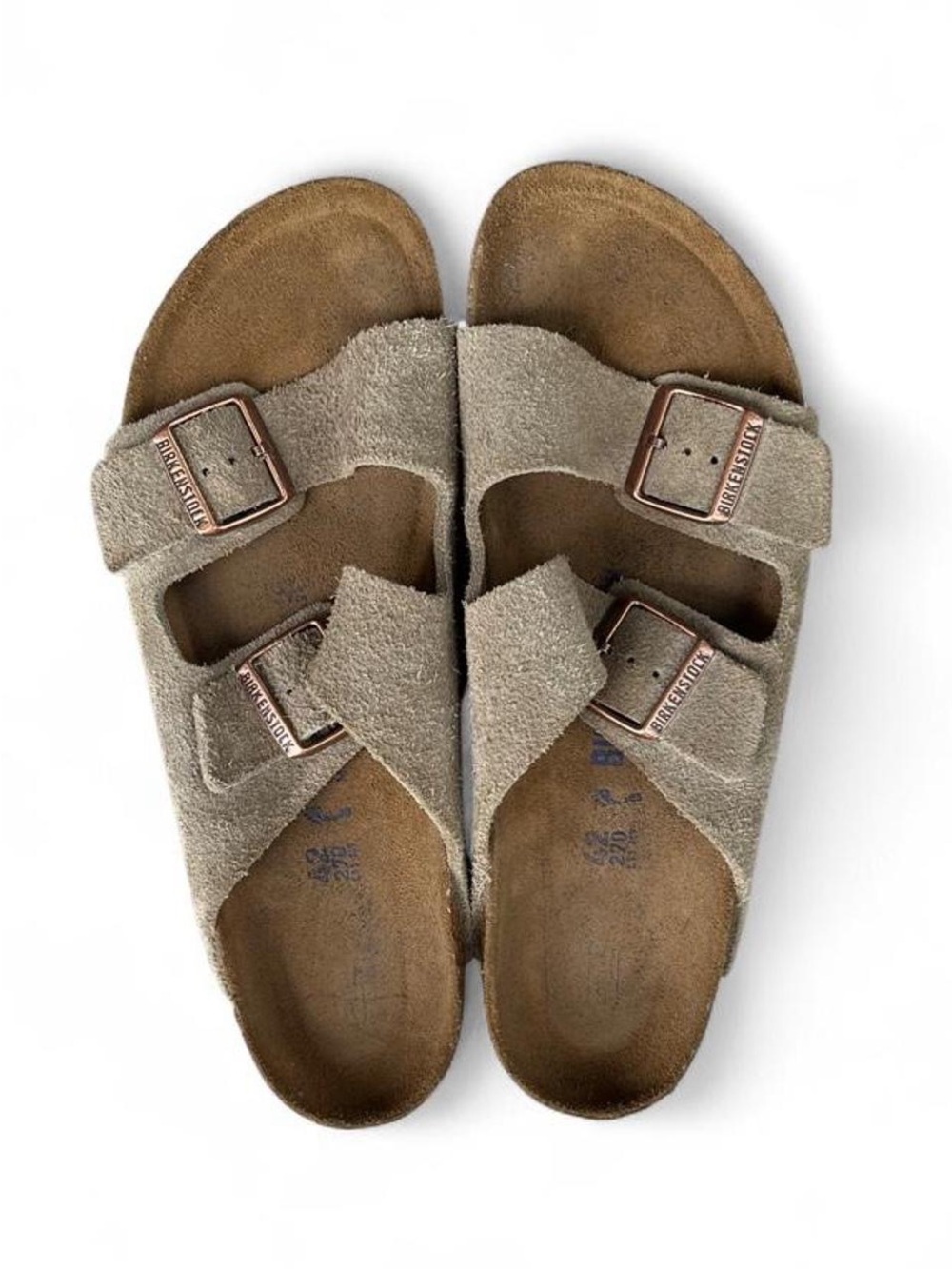 Birkenstock Arizona Taupe Suede Soft Footbed Sandals EU 42 Women’s 11 Narrow